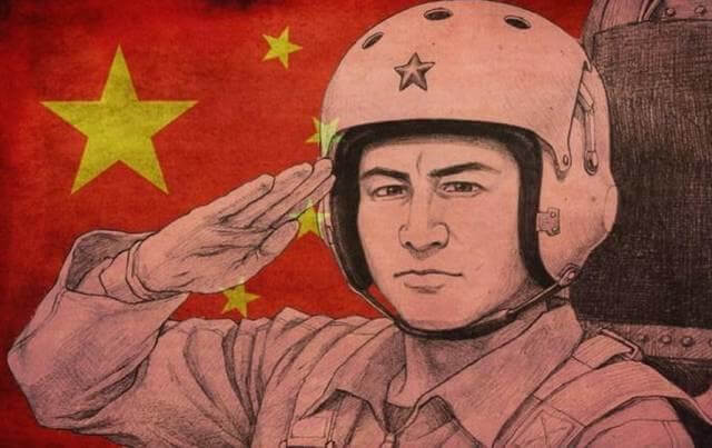 △网友绘制中国海军航空兵飞行员王伟