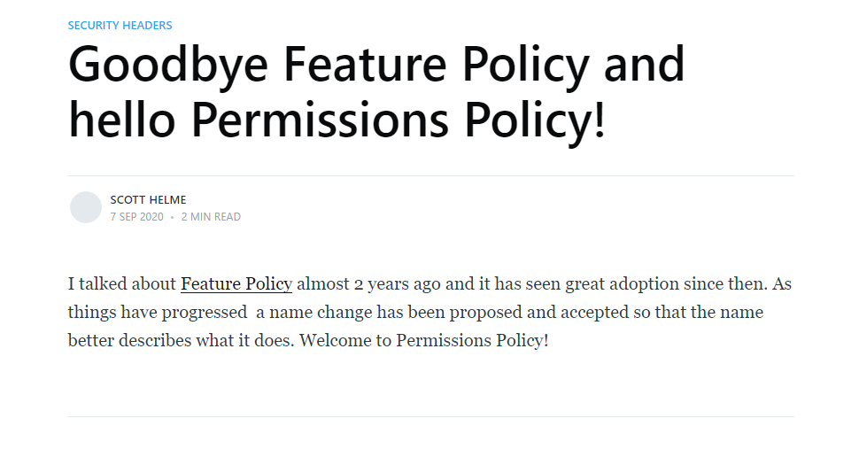Feature-Policy 退场，欢迎 Permissions-Policy！